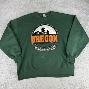 Vintage Oregon Gods Country Crewneck Sweater 90s Green Men's Size Xl Jerzees